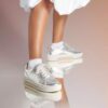 Hollyhock Wandelschoenen zilveren leren Sneakers voor dames Hollyhock Wandelschoenen zilveren leren Sneakers voor dames
