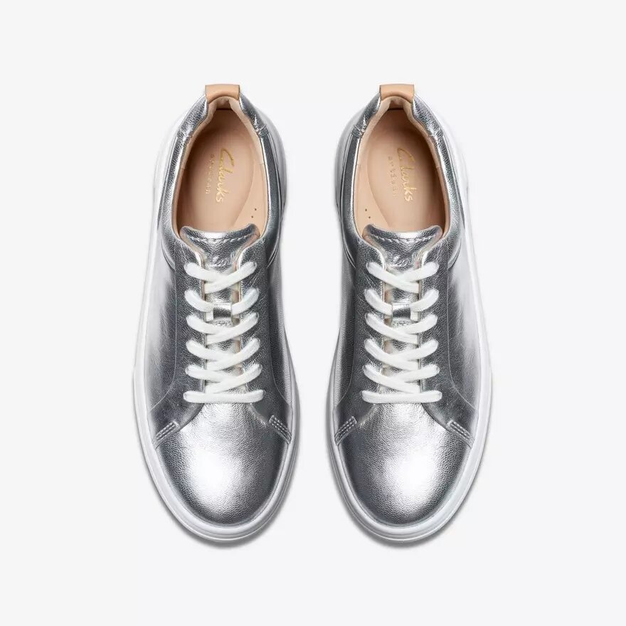 Hollyhock Wandelschoenen zilveren leren Sneakers voor dames Hollyhock Wandelschoenen zilveren leren Sneakers voor dames