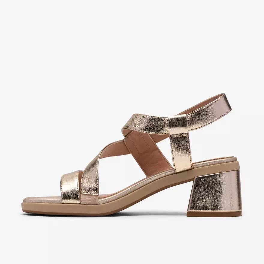 Jaylan Sol champagnekleurige Sandalen met hak voor dames Jaylan Sol champagnekleurige Sandalen met hak voor dames
