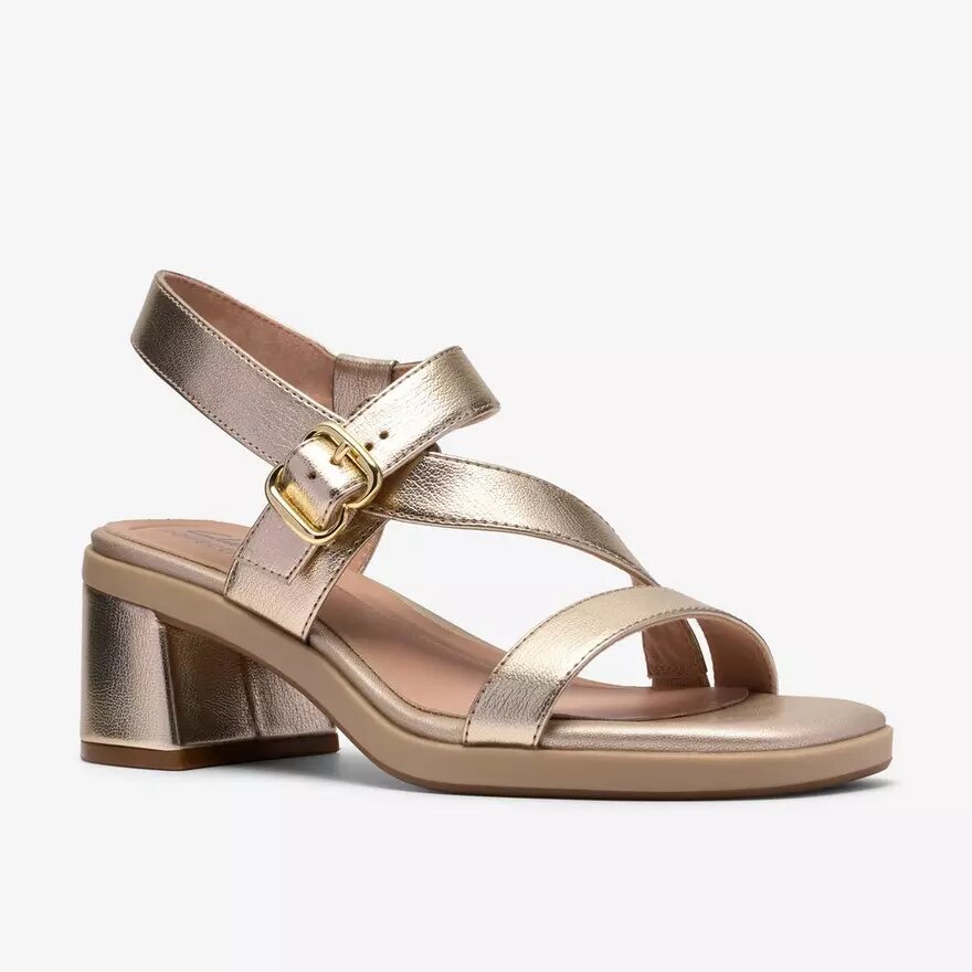 Jaylan Sol champagnekleurige Sandalen met hak voor dames Jaylan Sol champagnekleurige Sandalen met hak voor dames