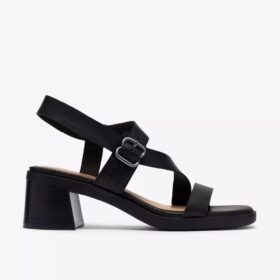 Jaylan Sol zwarte leren Sandalen met hak voor dames