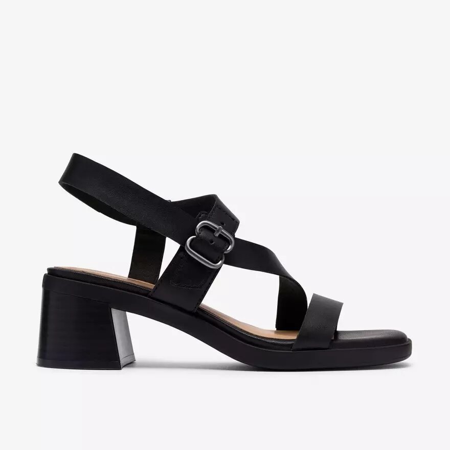 Jaylan Sol zwarte leren Sandalen met hak voor dames Jaylan Sol zwarte leren Sandalen met hak voor dames