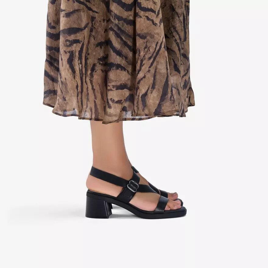 Jaylan Sol zwarte leren Sandalen met hak voor dames Jaylan Sol zwarte leren Sandalen met hak voor dames