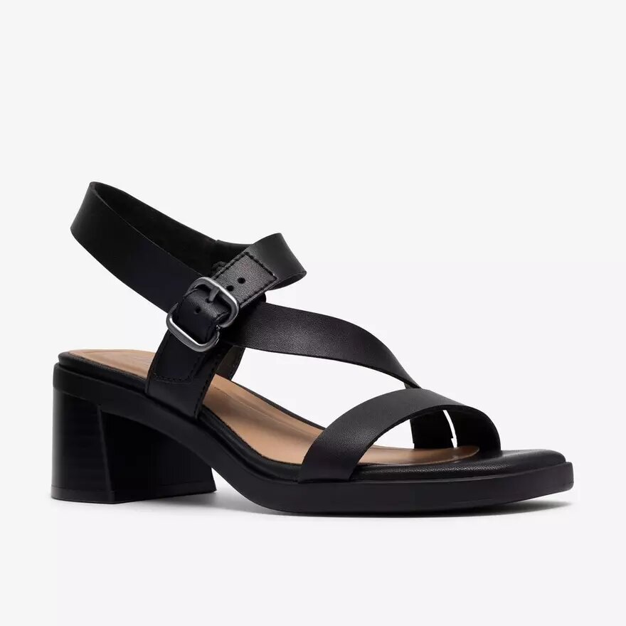 Jaylan Sol zwarte leren Sandalen met hak voor dames Jaylan Sol zwarte leren Sandalen met hak voor dames