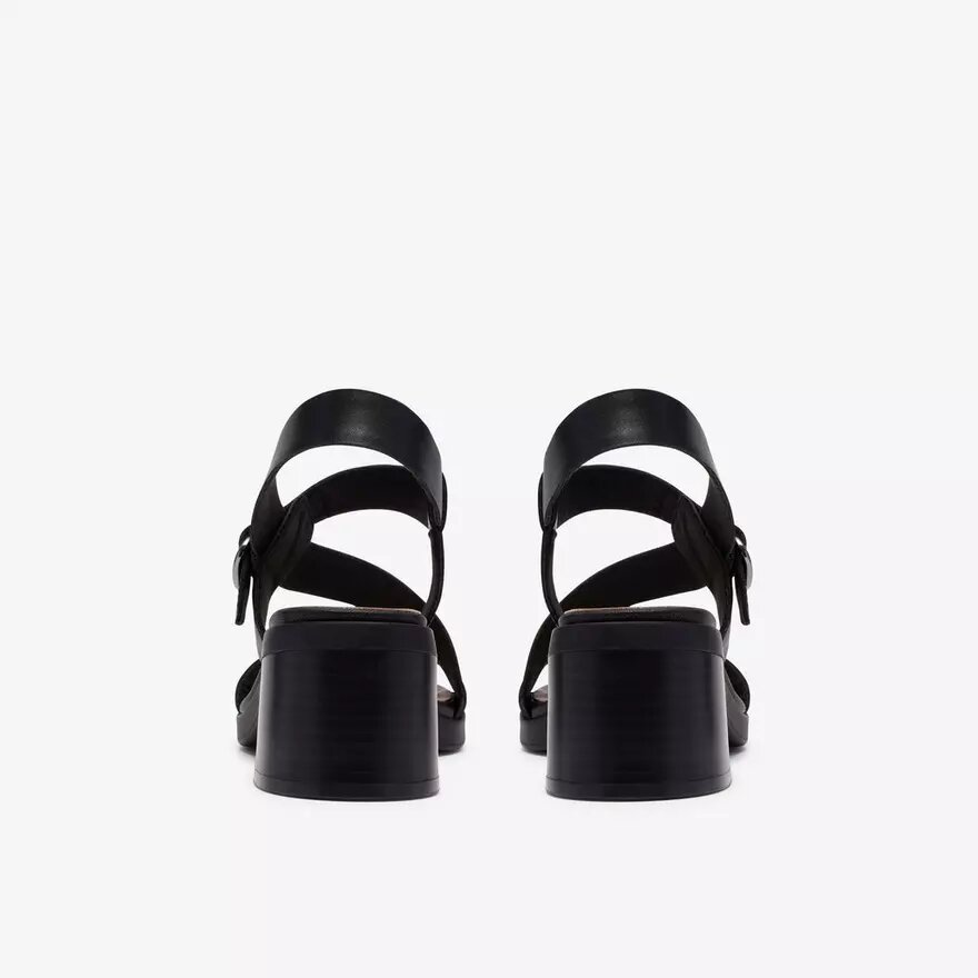 Jaylan Sol zwarte leren Sandalen met hak voor dames Jaylan Sol zwarte leren Sandalen met hak voor dames