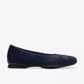 Jazmynn Gem marineblauwe suède Ballerina’s voor dames