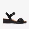 Kacha Twist zwarte leren Wedges voor dames Kacha Twist zwarte leren Wedges voor dames