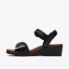 Kacha Twist zwarte leren Wedges voor dames Kacha Twist zwarte leren Wedges voor dames