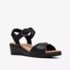 Kacha Twist zwarte leren Wedges voor dames Kacha Twist zwarte leren Wedges voor dames