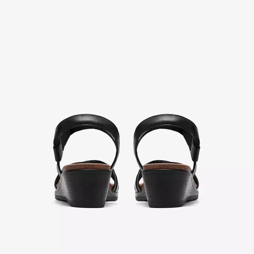 Kacha Twist zwarte leren Wedges voor dames Kacha Twist zwarte leren Wedges voor dames