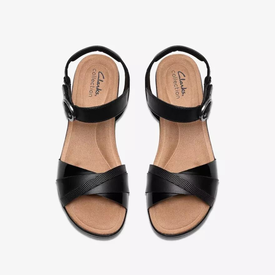 Kacha Twist zwarte leren Wedges voor dames Kacha Twist zwarte leren Wedges voor dames