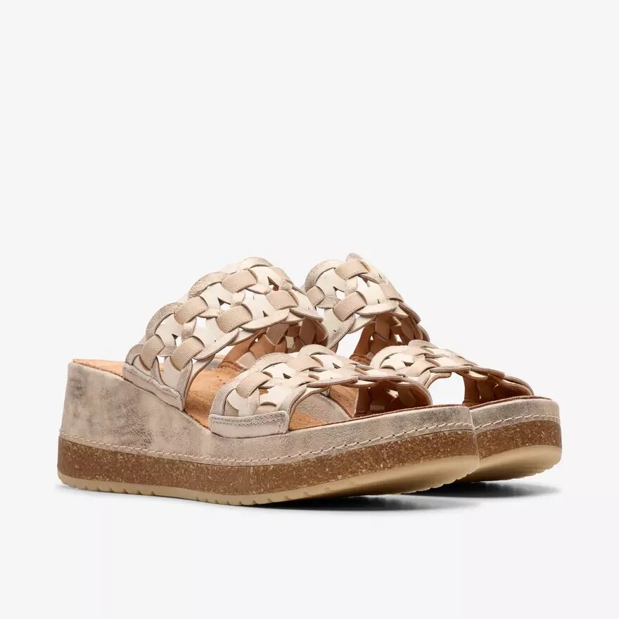 Kassanda-muiltjes voor dames in metallic combinatie Kassanda-muiltjes voor dames in metallic combinatie