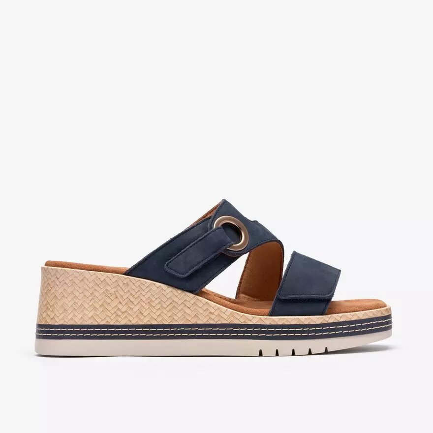 Kidiki Cove marineblauwe nubuck-Wedges voor dames Kidiki Cove marineblauwe nubuck-Wedges voor dames