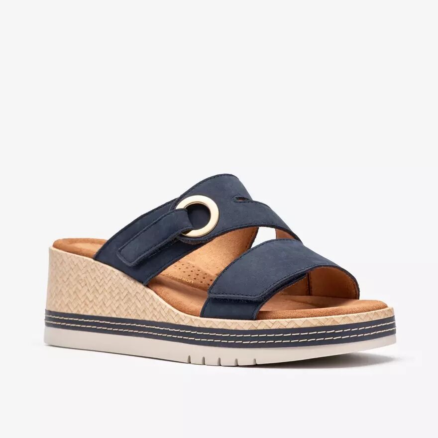 Kidiki Cove marineblauwe nubuck-Wedges voor dames Kidiki Cove marineblauwe nubuck-Wedges voor dames