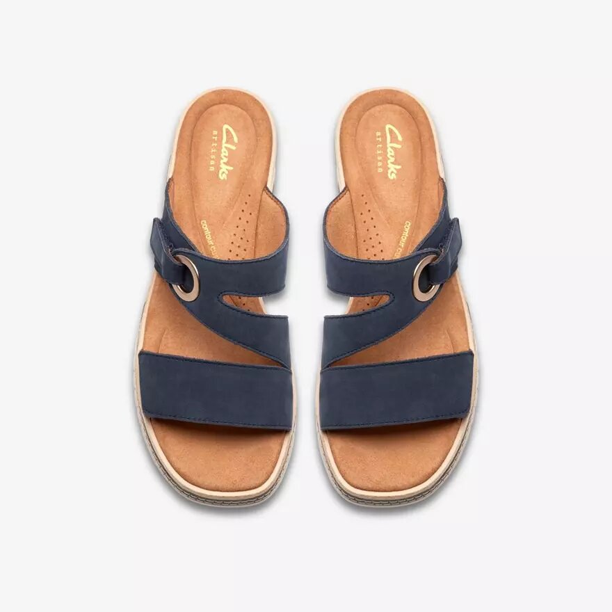 Kidiki Cove marineblauwe nubuck-Wedges voor dames Kidiki Cove marineblauwe nubuck-Wedges voor dames