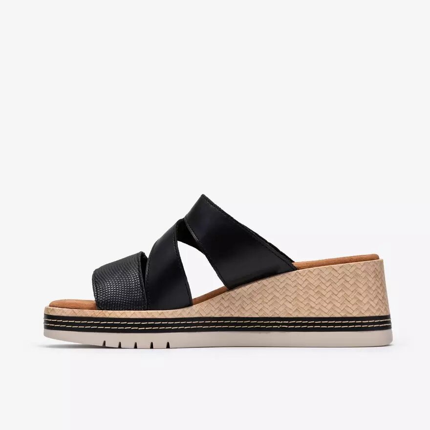 Kidiki Cove zwarte leren Wedges voor dames Kidiki Cove zwarte leren Wedges voor dames