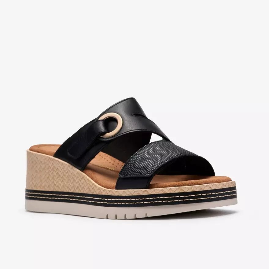 Kidiki Cove zwarte leren Wedges voor dames Kidiki Cove zwarte leren Wedges voor dames
