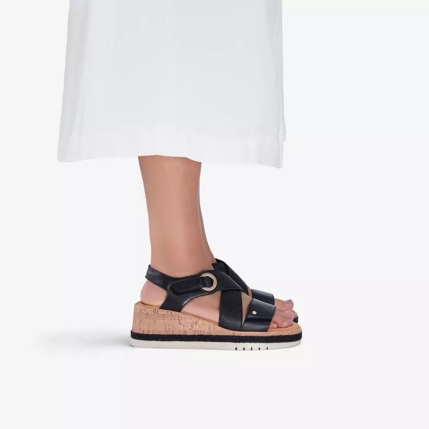 Kidiki Sun zwarte combinatie-Wedges voor dames Kidiki Sun zwarte combinatie-Wedges voor dames