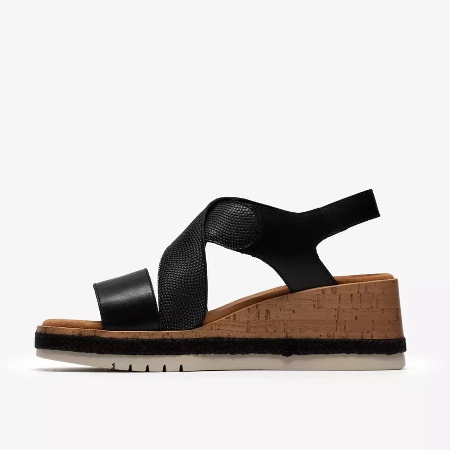 Kidiki Sun zwarte combinatie-Wedges voor dames Kidiki Sun zwarte combinatie-Wedges voor dames