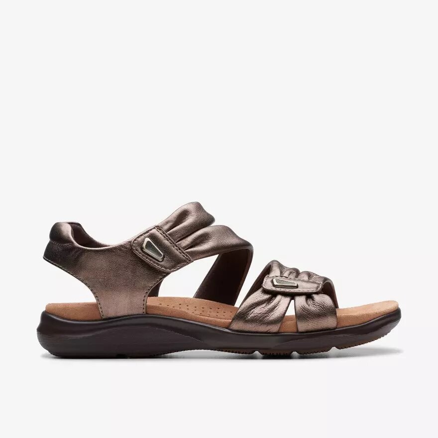 Kitly Ave bronzen leren platte sandalen voor dames Kitly Ave bronzen leren platte sandalen voor dames