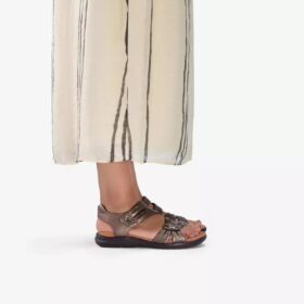 Kitly Ave bronzen leren platte sandalen voor dames