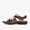 Kitly Ave bronzen leren platte sandalen voor dames Kitly Ave bronzen leren platte sandalen voor dames