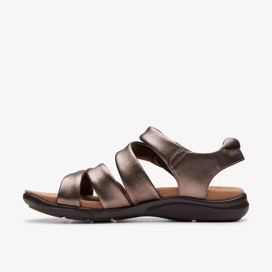 Kitly Ave bronzen leren platte sandalen voor dames Kitly Ave bronzen leren platte sandalen voor dames