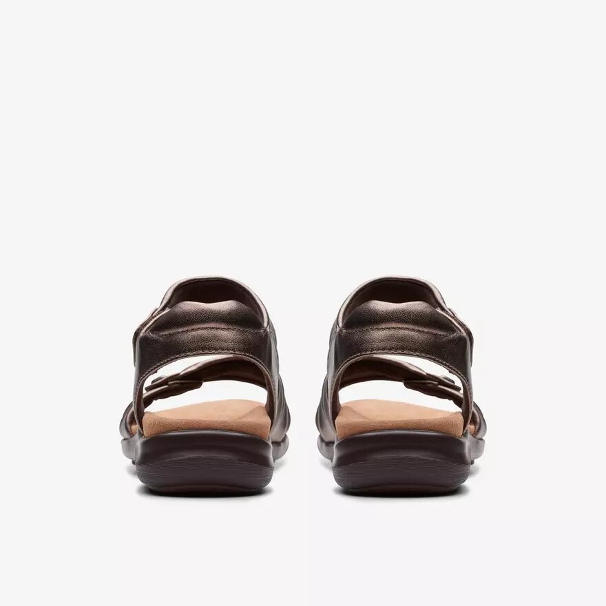 Kitly Ave bronzen leren platte sandalen voor dames Kitly Ave bronzen leren platte sandalen voor dames