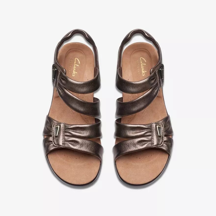 Kitly Ave bronzen leren platte sandalen voor dames Kitly Ave bronzen leren platte sandalen voor dames