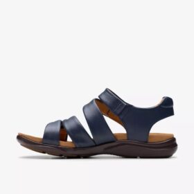 Kitly Ave marineblauwe leren platte sandalen voor dames