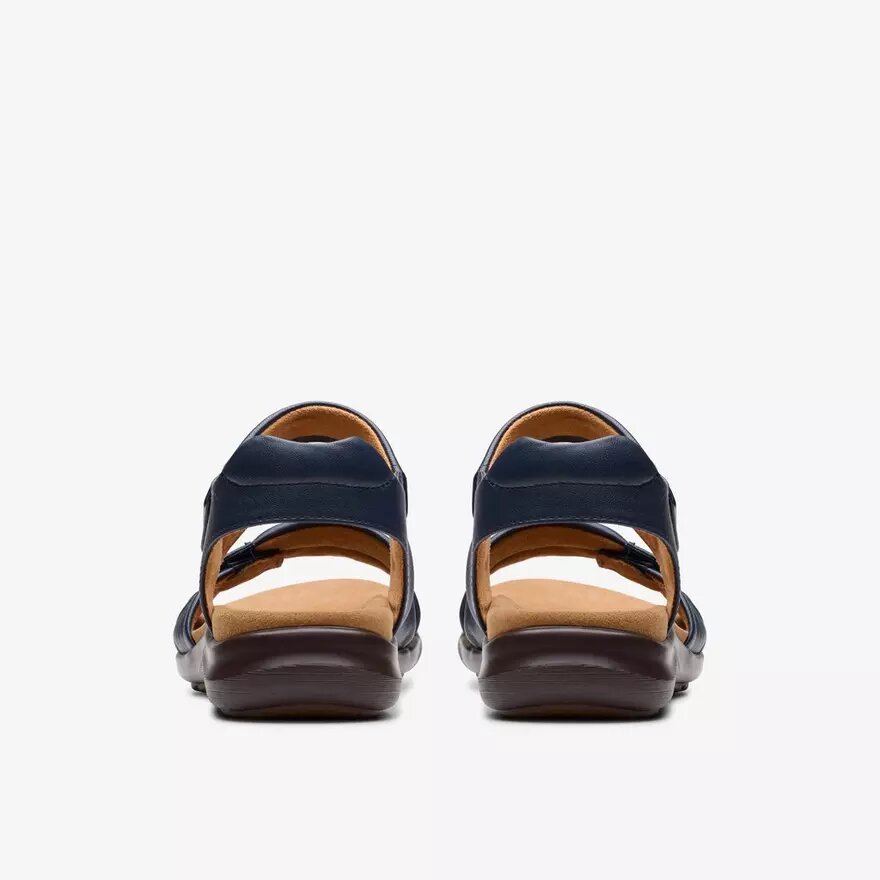 Kitly Ave marineblauwe leren platte sandalen voor dames Kitly Ave marineblauwe leren platte sandalen voor dames