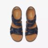 Kitly Ave marineblauwe leren platte sandalen voor dames Kitly Ave marineblauwe leren platte sandalen voor dames