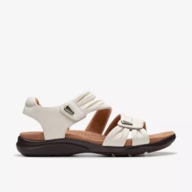 Kitly Ave off-white leren platte sandalen voor dames