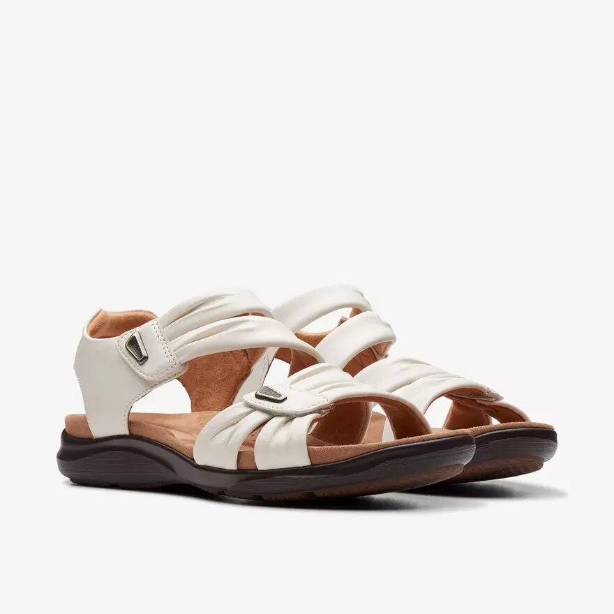 Kitly Ave off-white leren platte sandalen voor dames Kitly Ave off-white leren platte sandalen voor dames