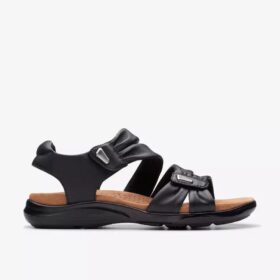 Kitly Ave platte sandalen van zwart leer voor dames