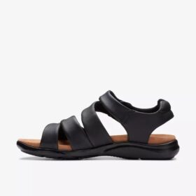 Kitly Ave platte sandalen van zwart leer voor dames