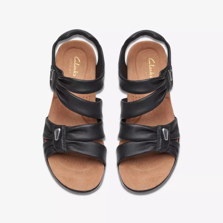 Kitly Ave platte sandalen van zwart leer voor dames Kitly Ave platte sandalen van zwart leer voor dames