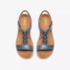 Kitly Gem denimblauwe leren platte sandalen voor dames Kitly Gem denimblauwe leren platte sandalen voor dames