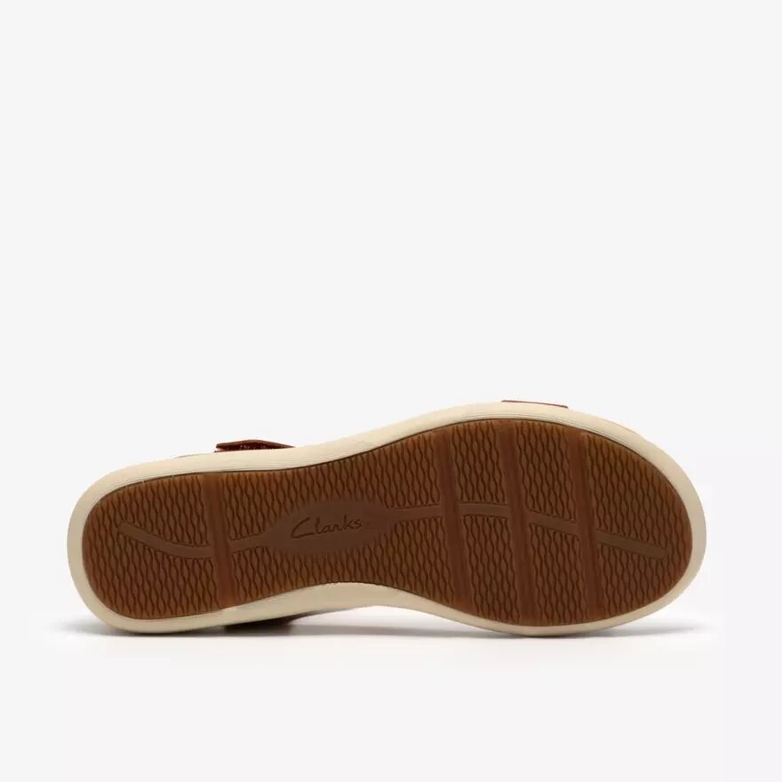 Kitly Gem platte leren sandalen voor dames in gebrand oranje Kitly Gem platte leren sandalen voor dames in gebrand oranje