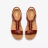 Kitly Gem platte leren sandalen voor dames in gebrand oranje Kitly Gem platte leren sandalen voor dames in gebrand oranje