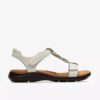 Kitly Gem witte leren platte sandalen voor dames Kitly Gem witte leren platte sandalen voor dames
