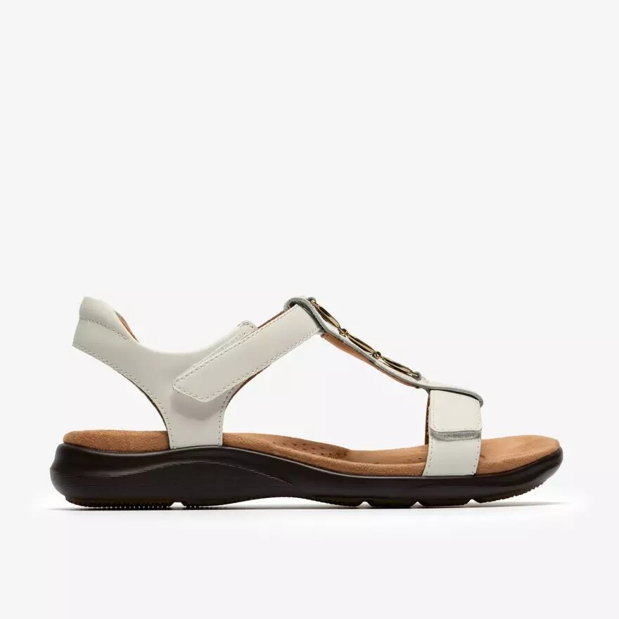 Kitly Gem witte leren platte sandalen voor dames Kitly Gem witte leren platte sandalen voor dames