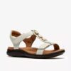 Kitly Gem witte leren platte sandalen voor dames Kitly Gem witte leren platte sandalen voor dames
