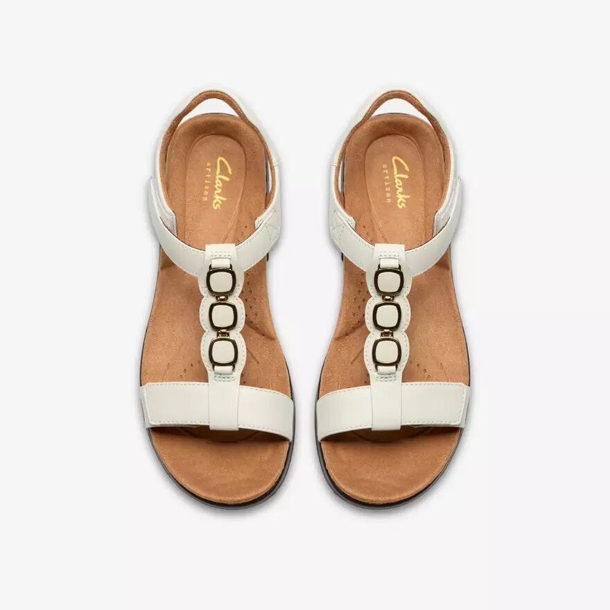 Kitly Gem witte leren platte sandalen voor dames Kitly Gem witte leren platte sandalen voor dames