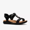 Kitly Gem zwarte leren platte sandalen voor dames Kitly Gem zwarte leren platte sandalen voor dames