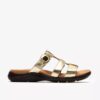 Kitly Pearl champagnekleurige leren platte sandalen voor dames Kitly Pearl champagnekleurige leren platte sandalen voor dames