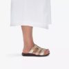Kitly Pearl champagnekleurige leren platte sandalen voor dames Kitly Pearl champagnekleurige leren platte sandalen voor dames