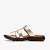 Kitly Pearl champagnekleurige leren platte sandalen voor dames Kitly Pearl champagnekleurige leren platte sandalen voor dames