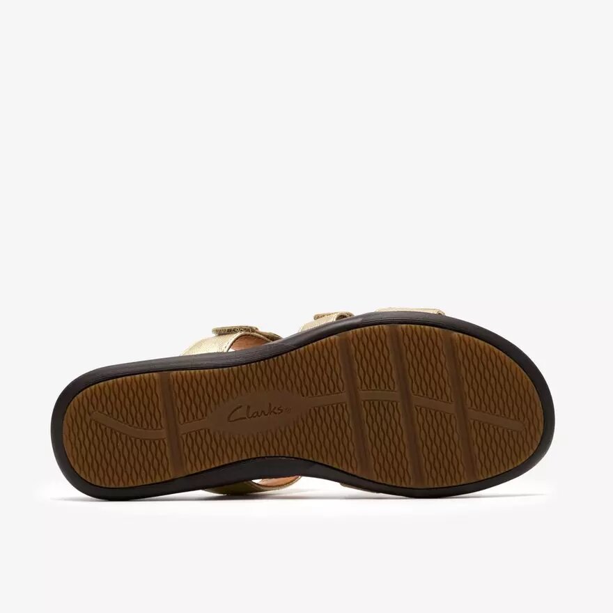 Kitly Pearl champagnekleurige leren platte sandalen voor dames Kitly Pearl champagnekleurige leren platte sandalen voor dames