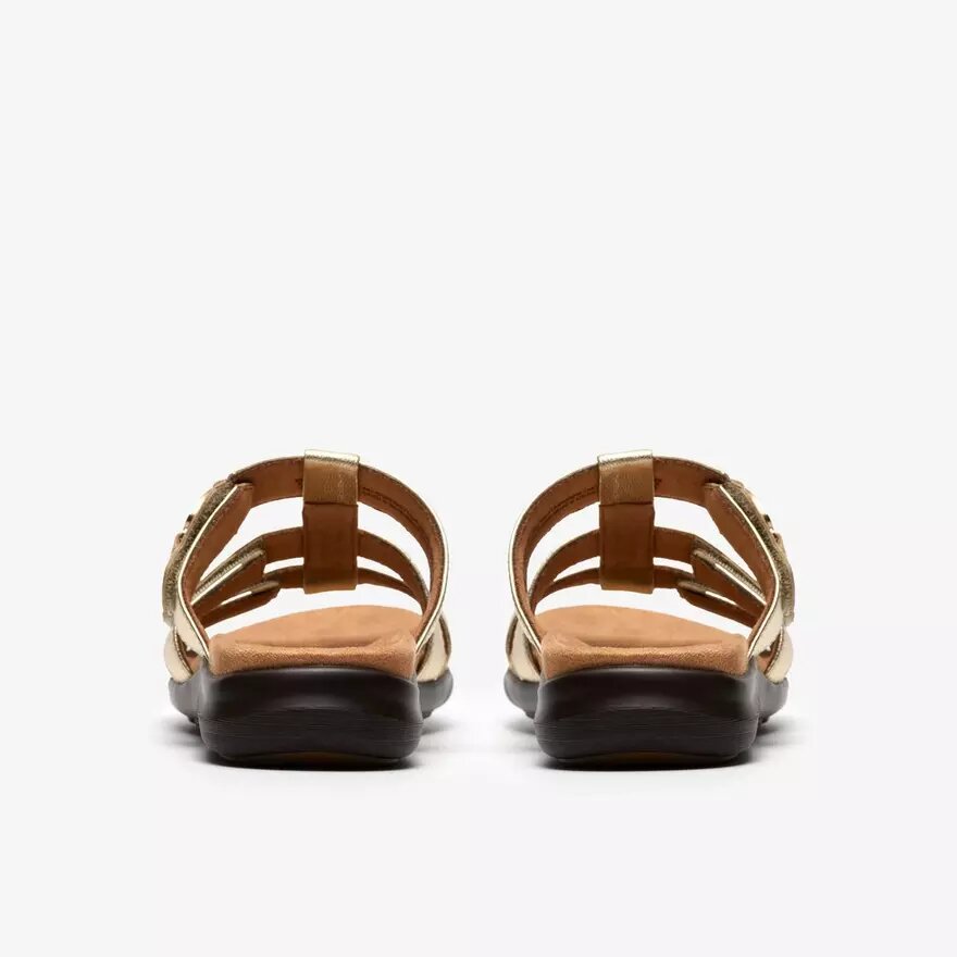Kitly Pearl champagnekleurige leren platte sandalen voor dames Kitly Pearl champagnekleurige leren platte sandalen voor dames